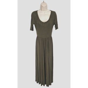 WEST KEL Womens Long Romper Jumpsuit Size S Olive Green Jersey Crew Neck 273A